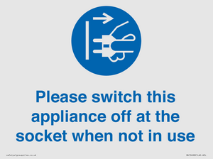 Please switch this appliance off at the socket when not in use